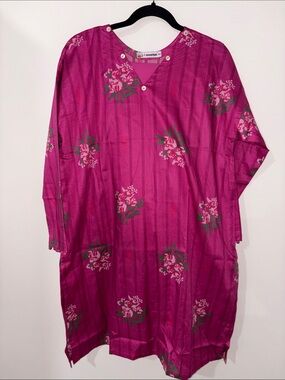 J. Essentials Fuchsia V-Neck Floral 2 piece shalwar suit Size M 12